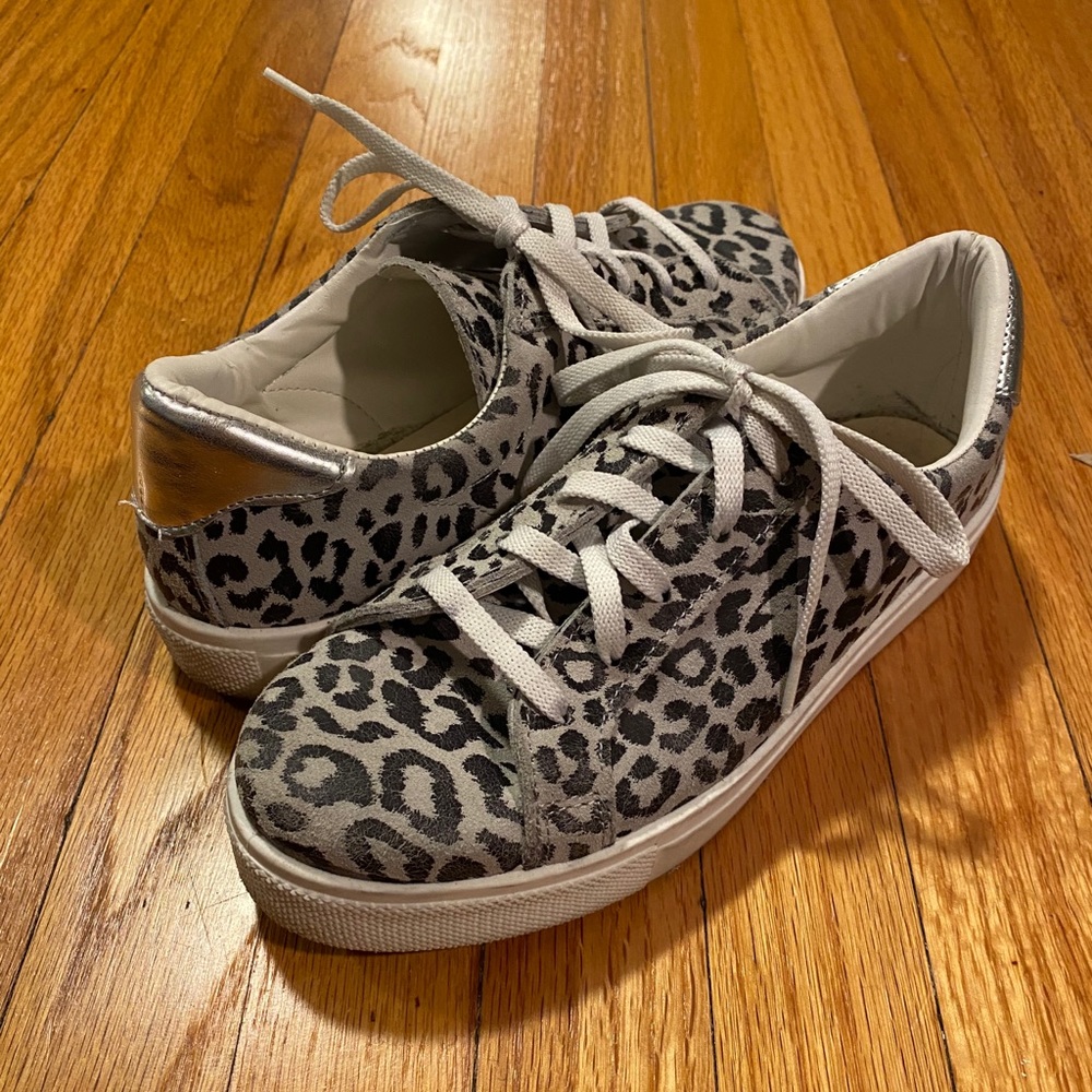 Topshop gray leopard sneakers, 37/6.5